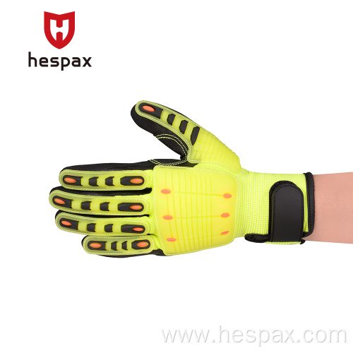 Hespax Industrial Wholesale Mechanic Anti Impact TPR Gloves